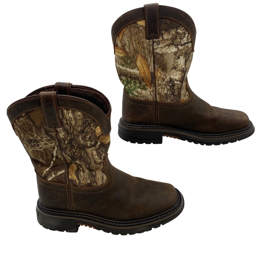 Rocky Western Boots Kids Size 2M Brown Realtree Camo Waterproof RKW0258C